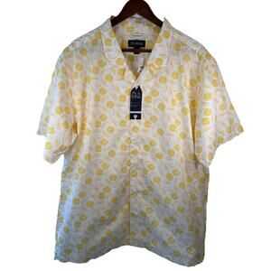Jos A Bank Men’s XL Camp Shirt Lemon Print Button Down Short Sleeve Cotton NEW